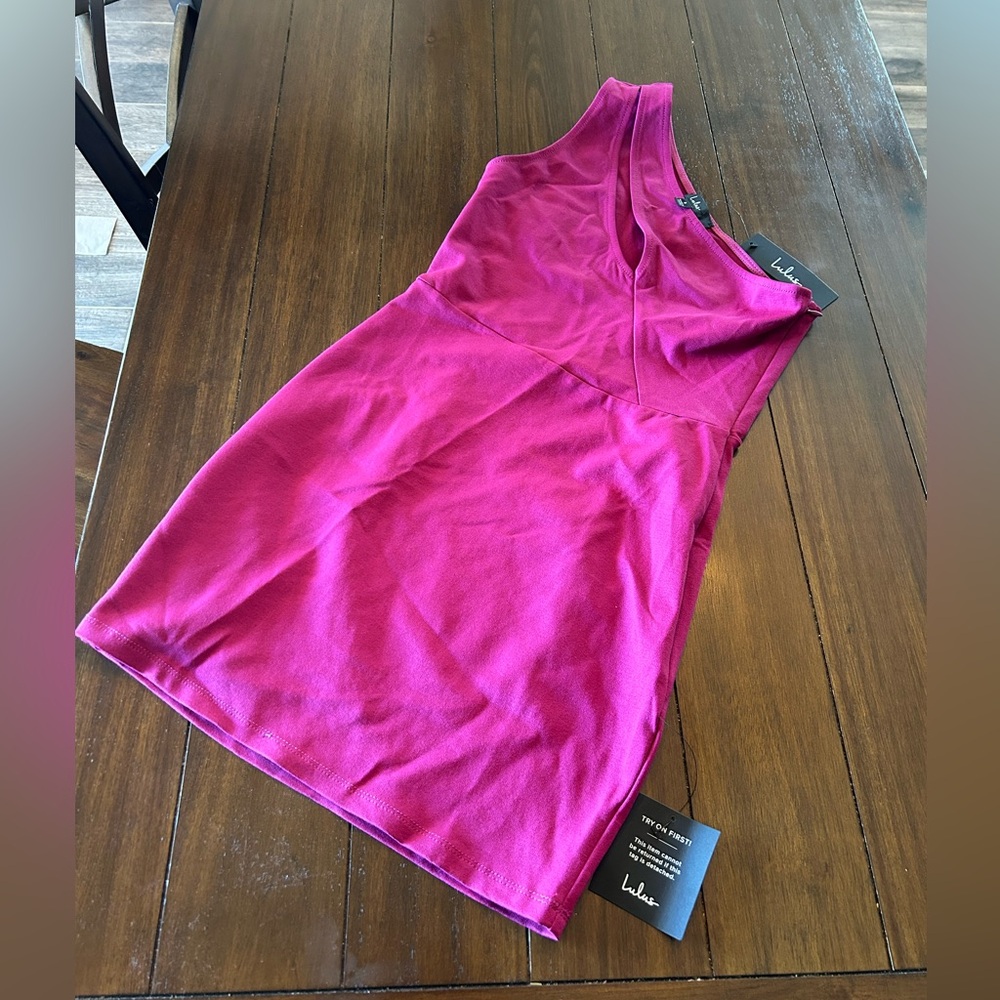 Lulu's Fuchsia One shoulder Dress